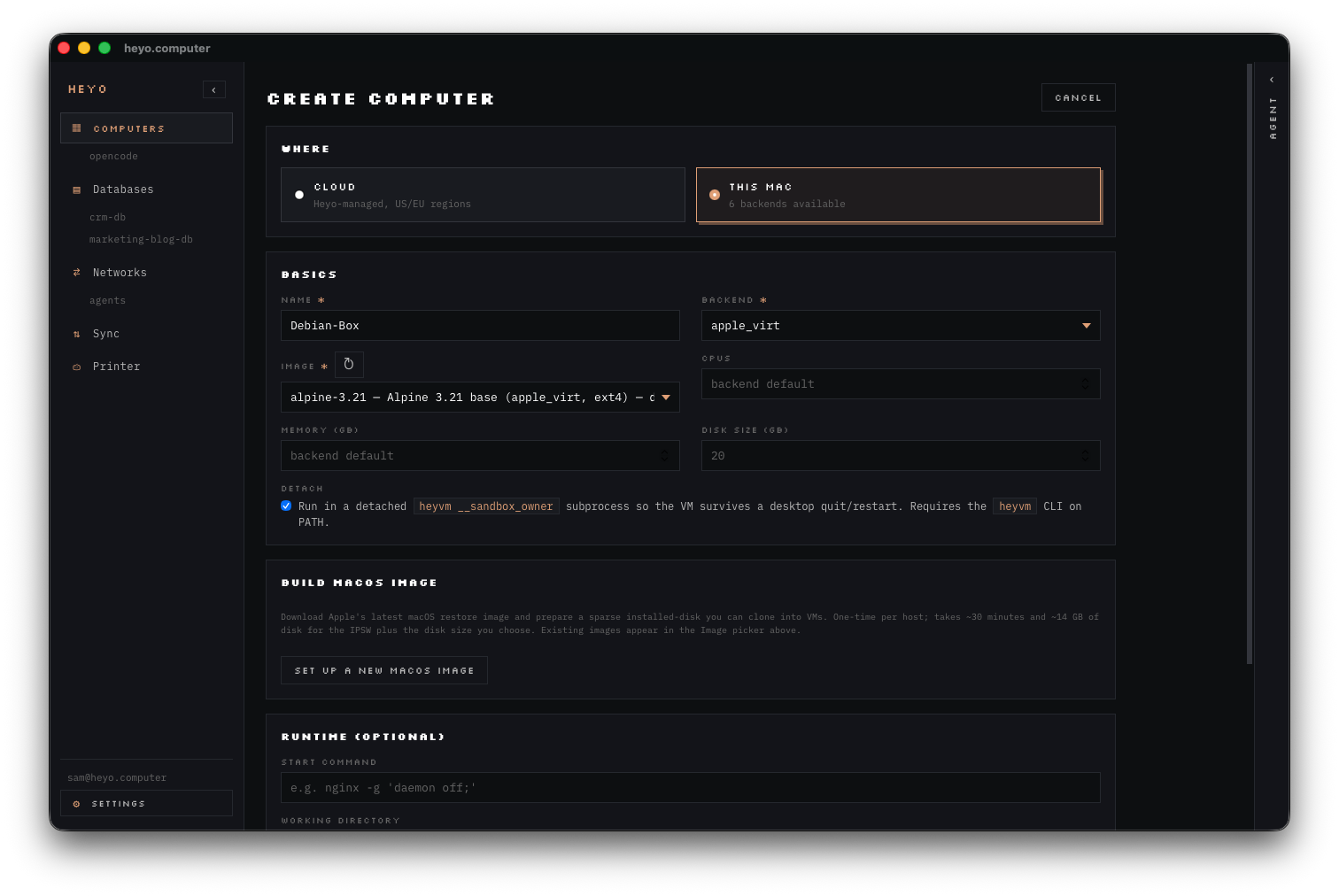 New VM on MacOS